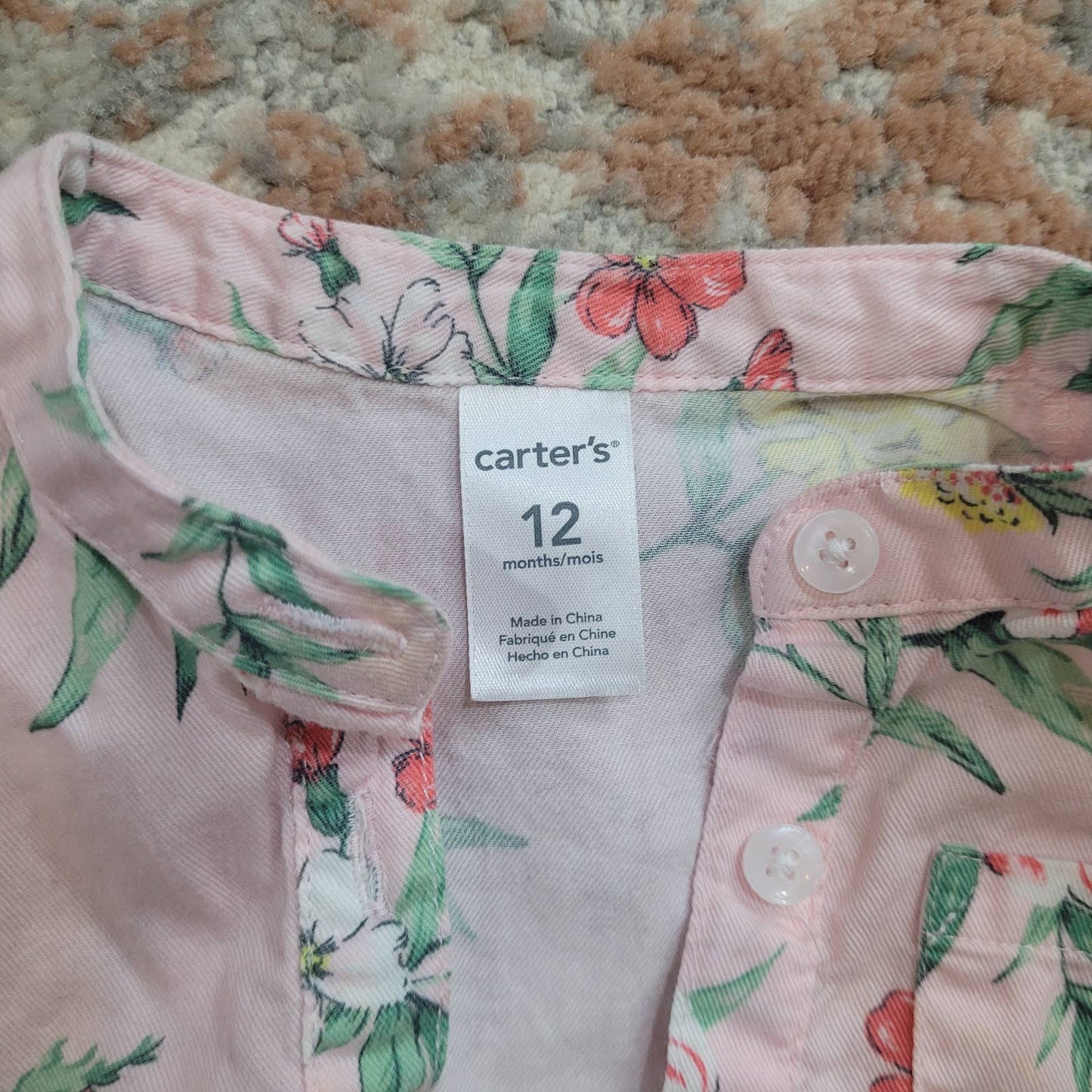 Carter's Pink Floral Dress - Size 12M