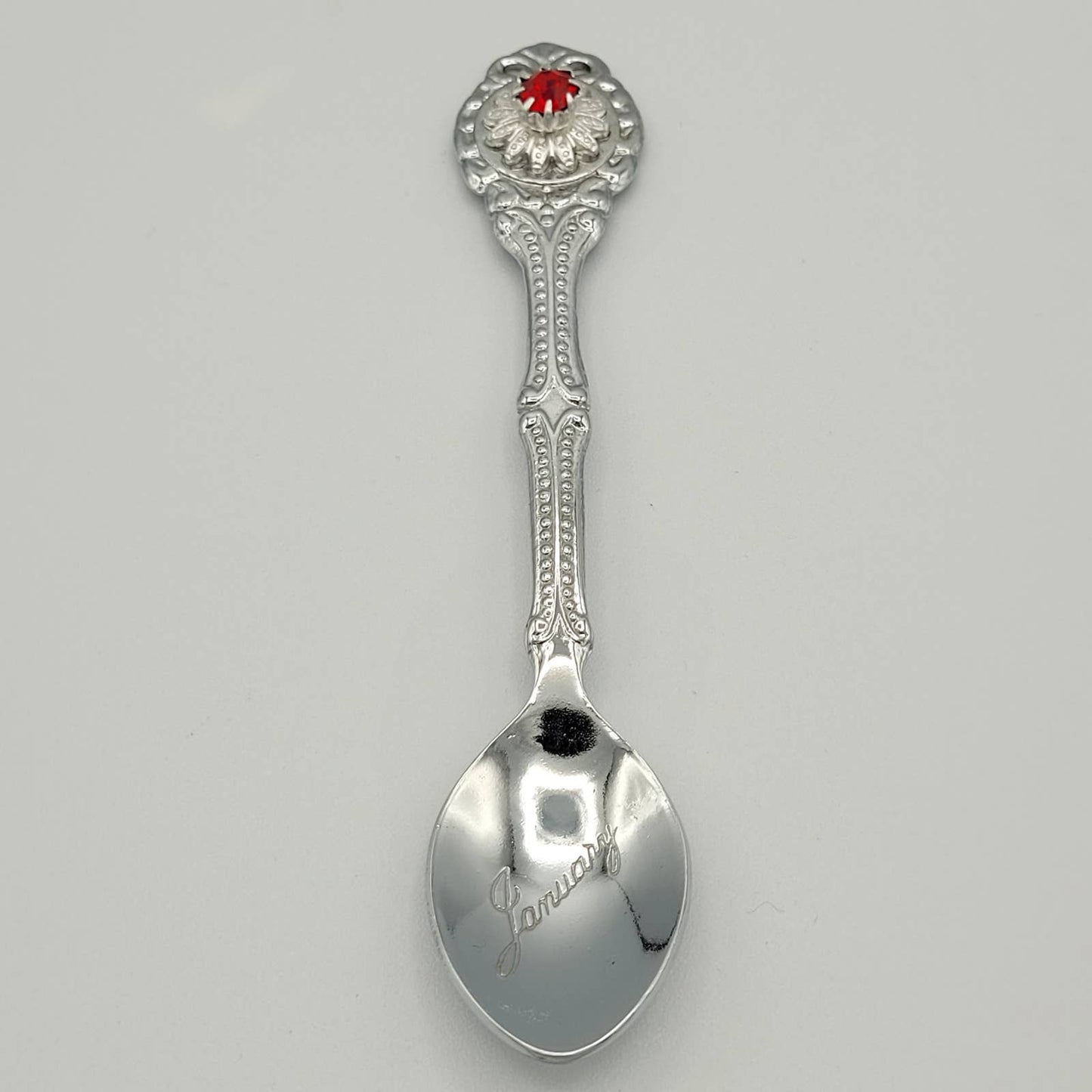 January Collectible Souvenir Spoon with Red Rhinestone