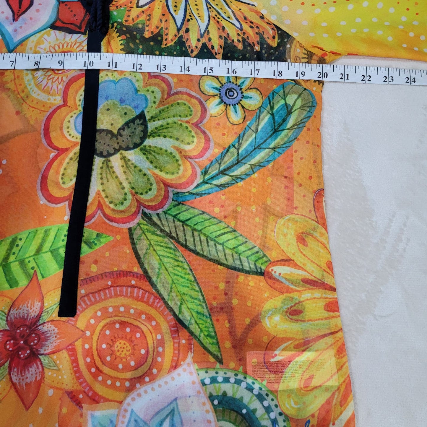 Desigual Mandarina Boho Blouse with Embroidered Cuffs - Size Large