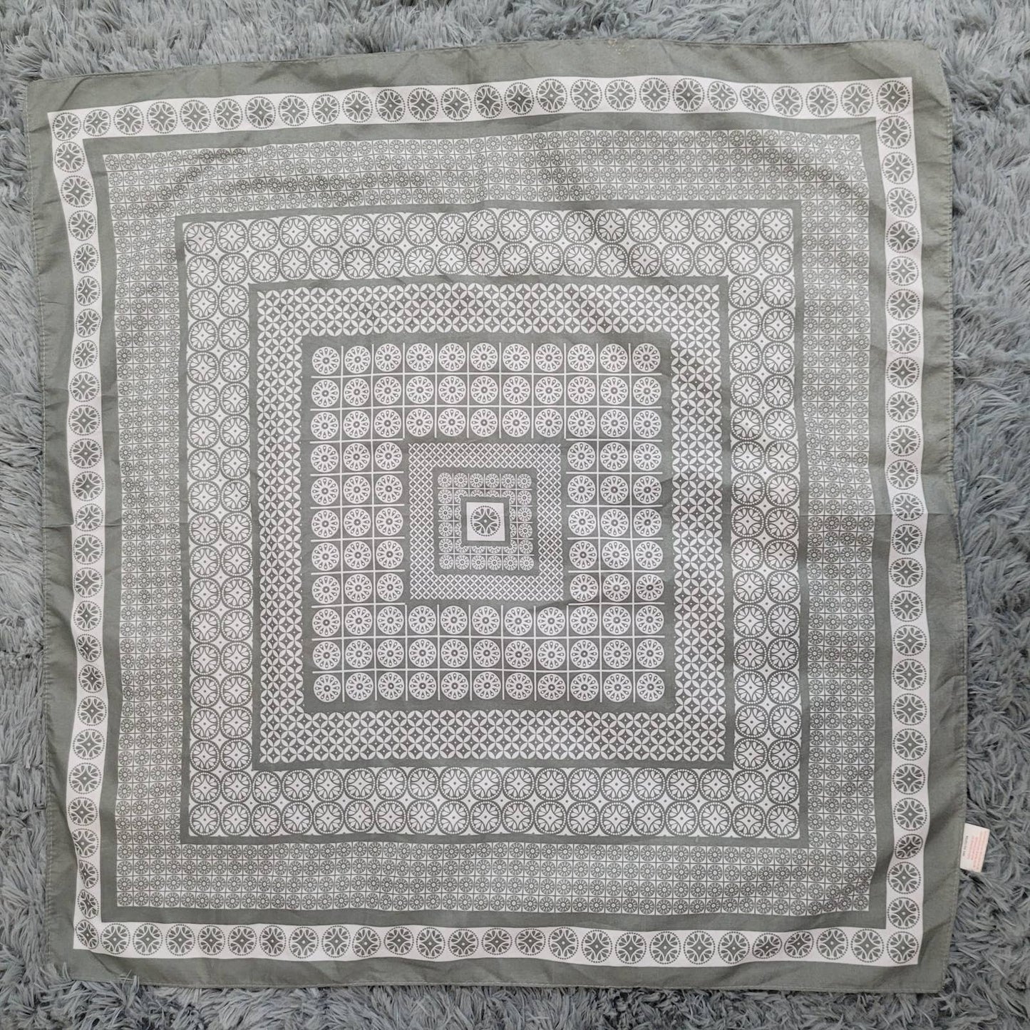 Gray Square Scarf with Paisley Pattern
