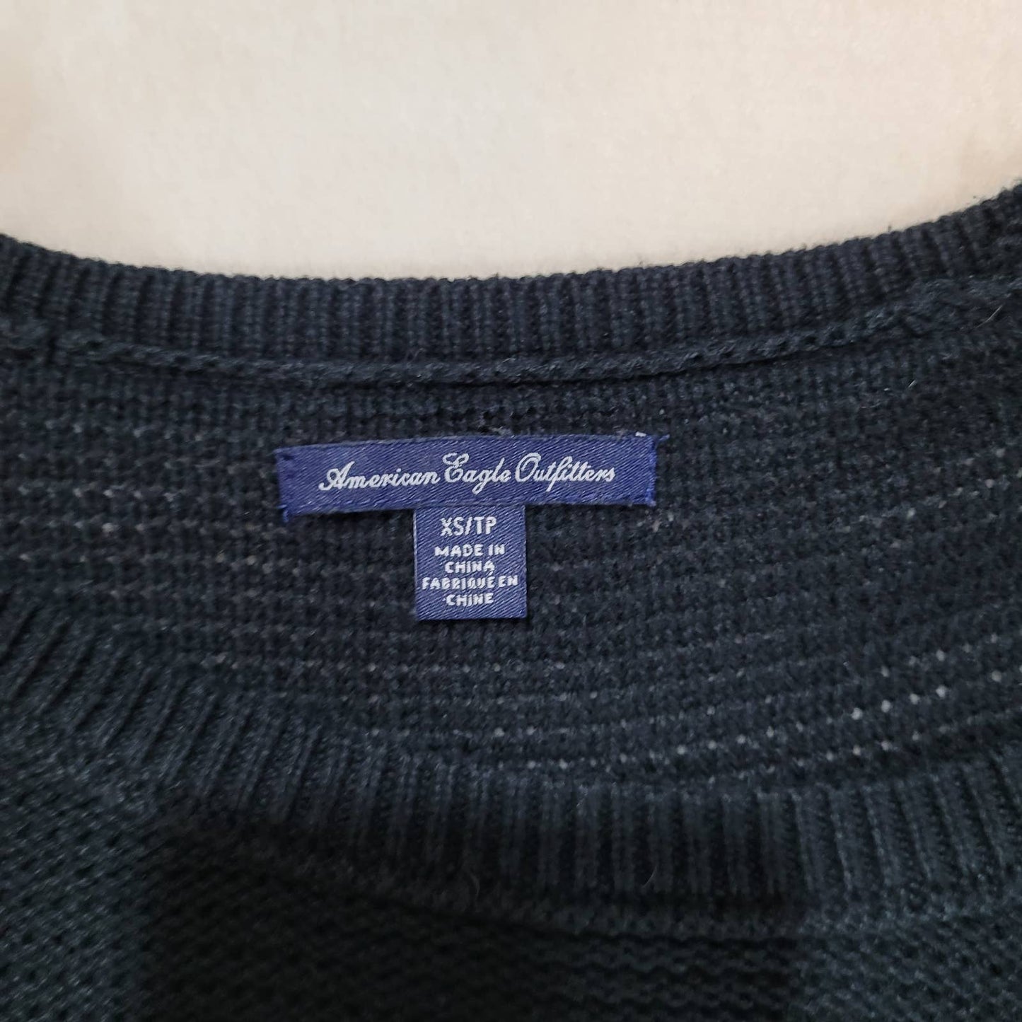 American Eagle Outfitters Black Knit Sweater with Chiffon Ruffled Hem - Size Extra SmallMarkita's ClosetAmerican Eagle
