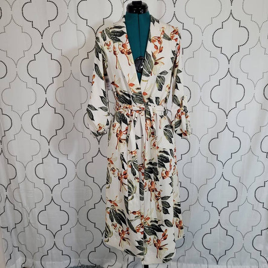 Aritzia Babaton Long Tropical Kahlo Robe jacket in Bone/Orange - Size XXSMarkita's ClosetAritzia