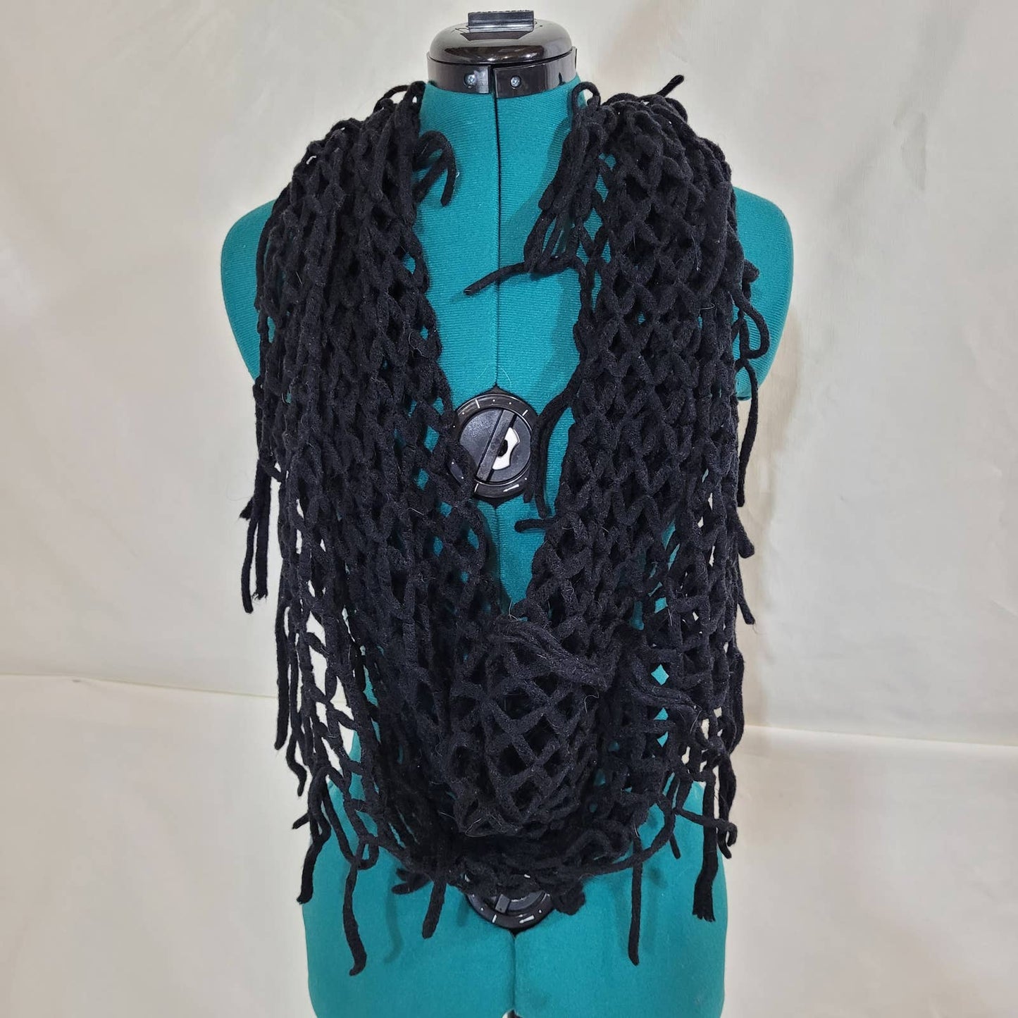 Black Fishnet Style Knit Infinity ScarfMarkita's ClosetUnbranded