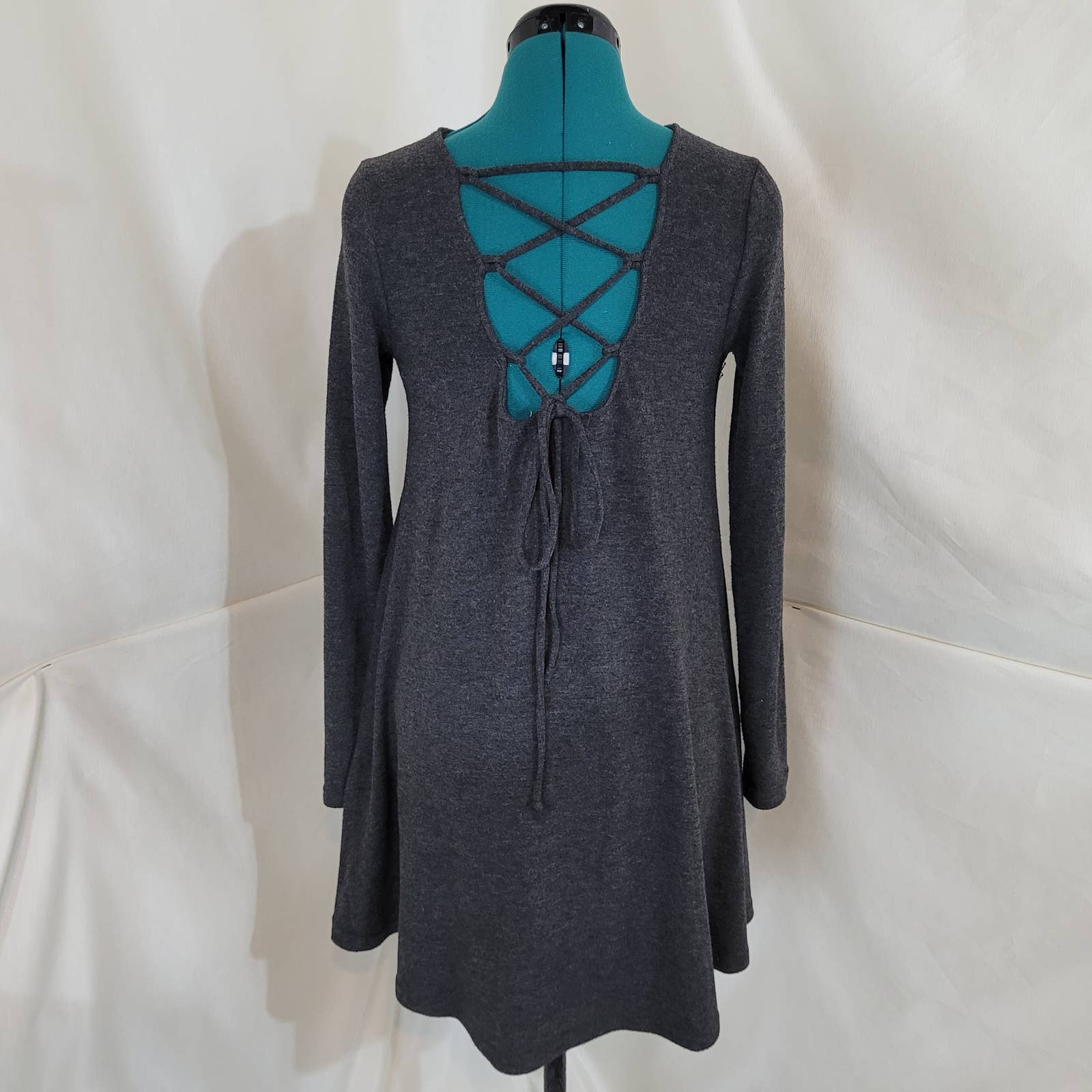 Black Swan Gray Sweater Dress with Lace Up Back - Size Extra SmallMarkita's ClosetBlack Swan