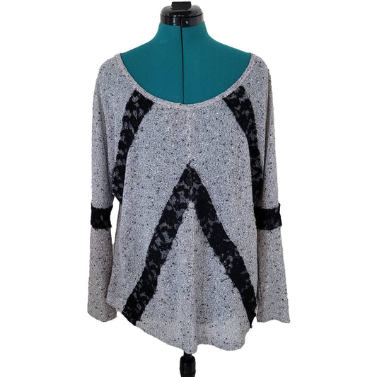 Dex Gray Sweater with Black Lace Accents - Size LargeMarkita's ClosetDex