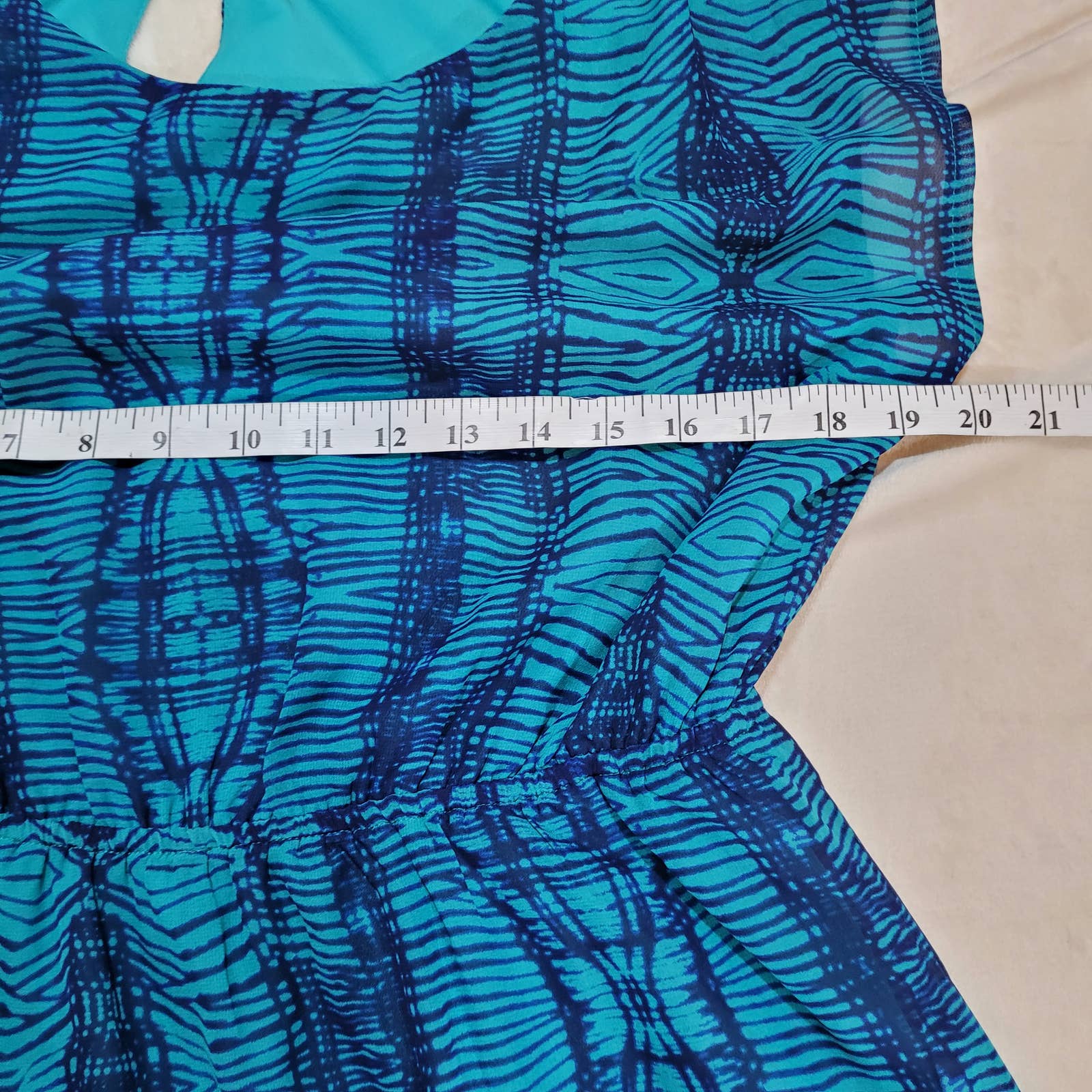 Freebird Blue and Teal Geometric Print High Low Chiffon Dress - Size LargeMarkita's ClosetFreebird