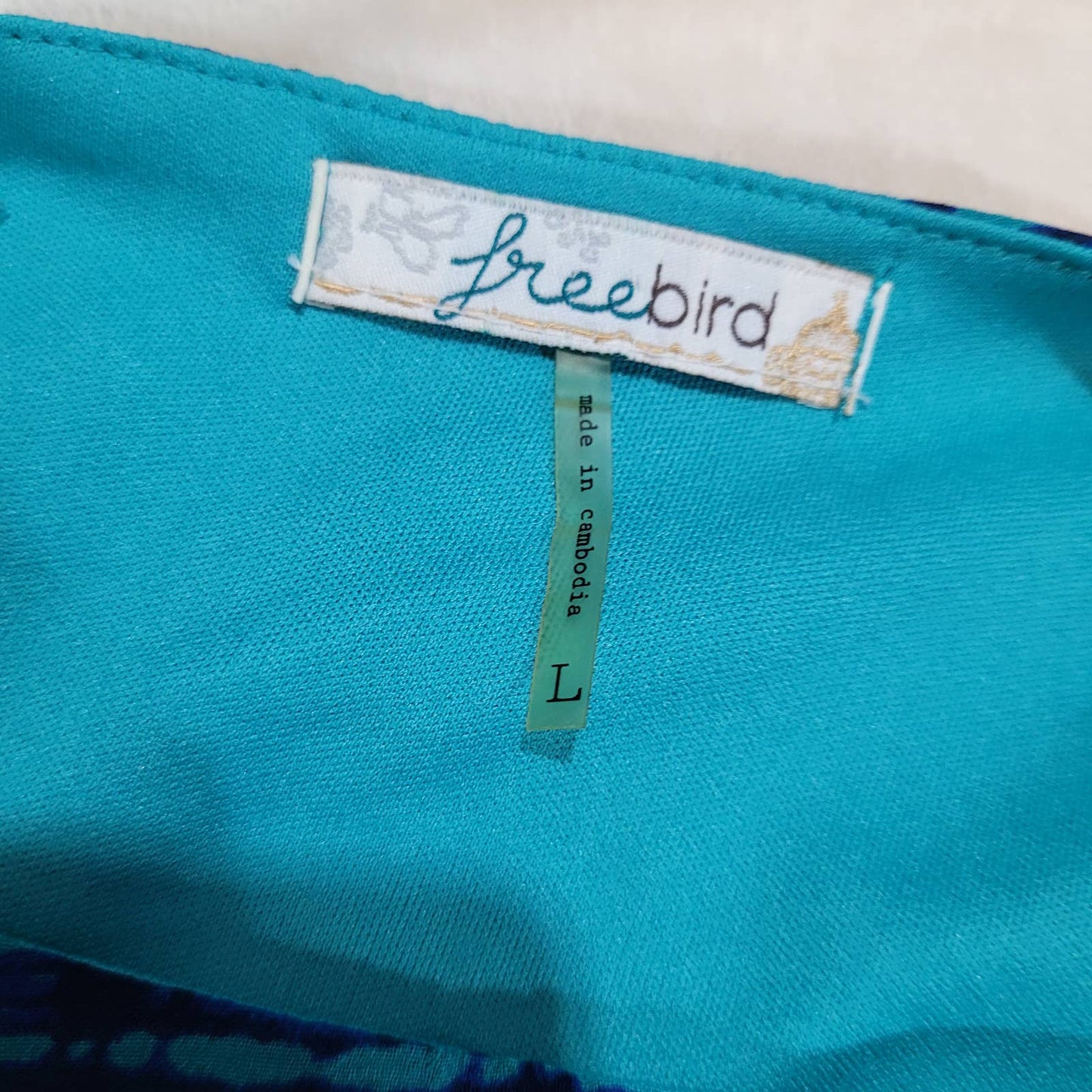 Freebird Blue and Teal Geometric Print High Low Chiffon Dress - Size LargeMarkita's ClosetFreebird
