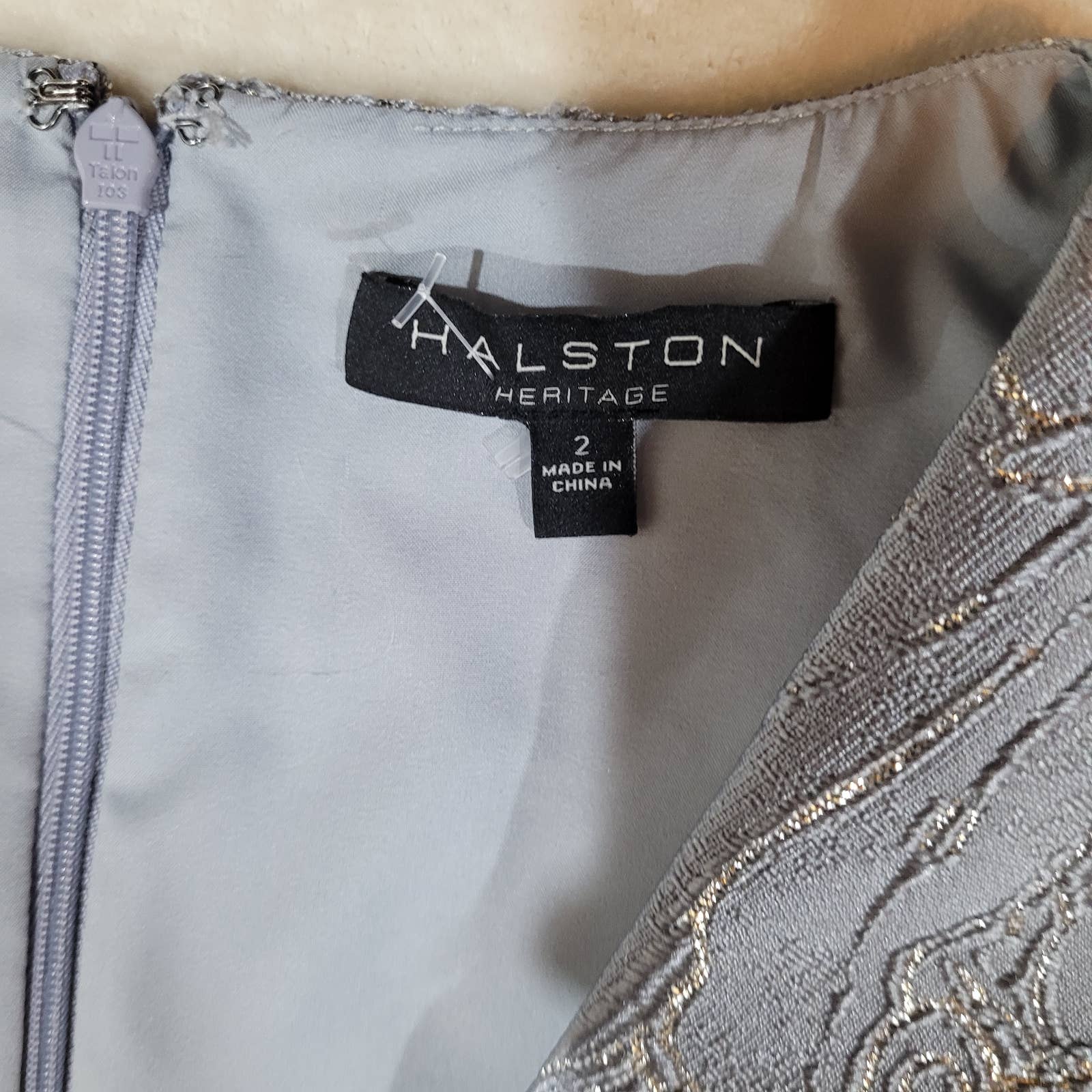 Halston Heritage Metallic Jacquard High/low Cocktail Dress In Silver Grey - 2Markita's ClosetHalston Heritage