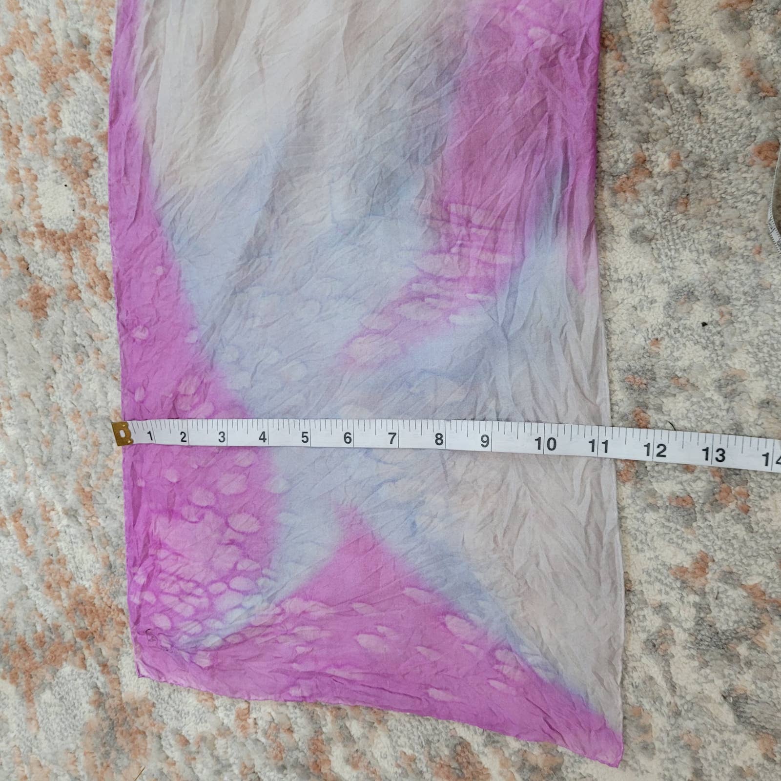 Hand Dyed Tie Dye Silk Scarf with Rolled HemMarkita's ClosetVintage
