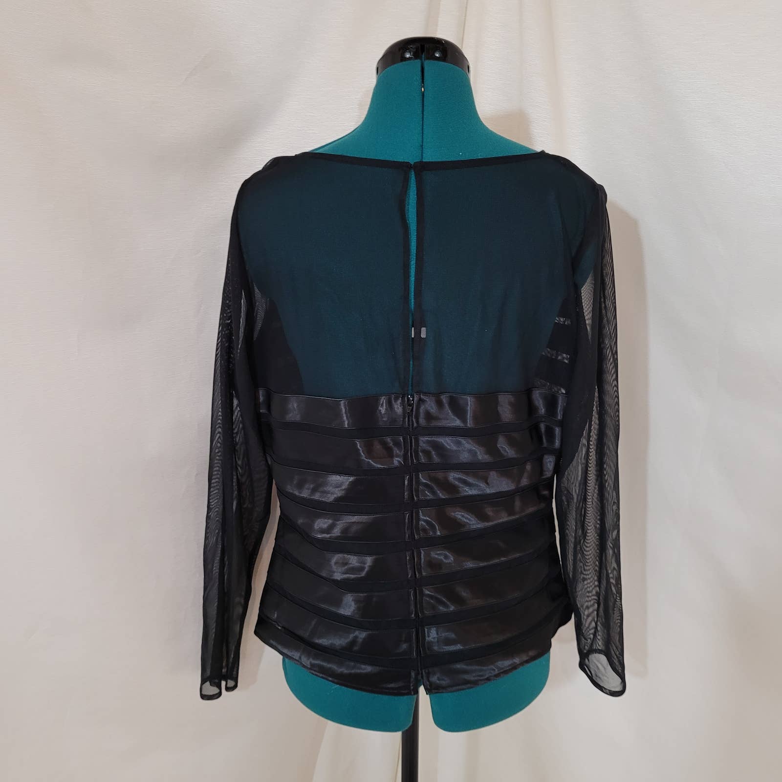 Jessica Black Sheer Cut-Out Mesh Blouse With Satin Strips - Size 16Markita's ClosetJessica