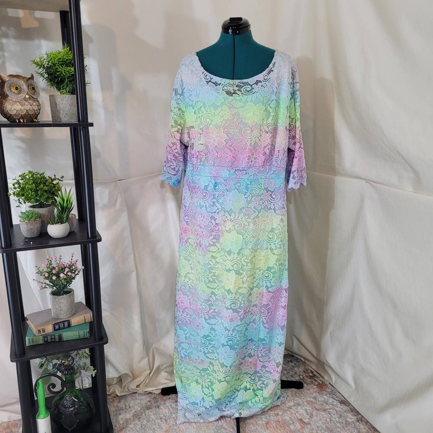 Lace Pastel Rainbow Maxi Dress - Size 4XLMarkita's ClosetUnbranded