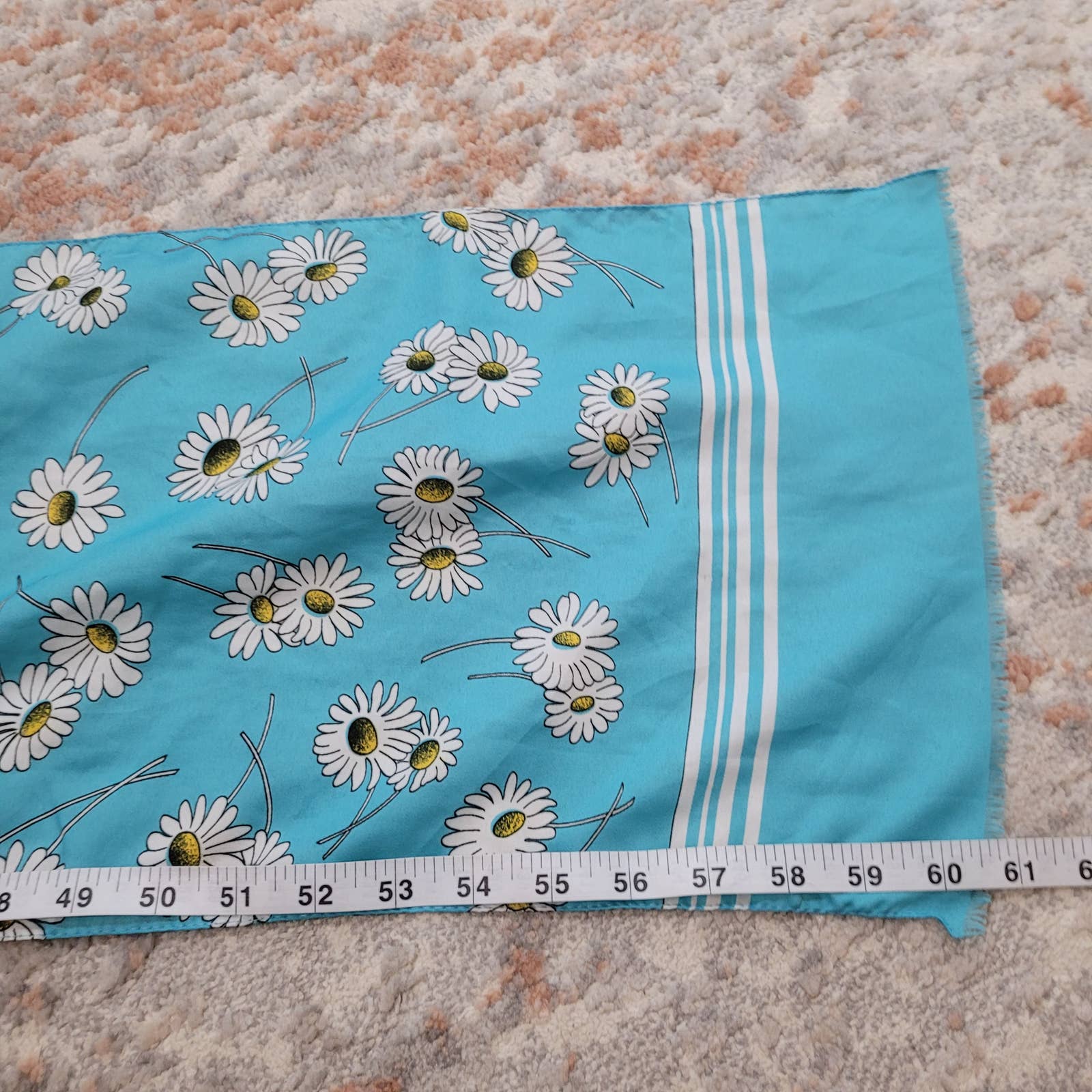 Long Blue Rectangle Scarf with White DaisiesMarkita's ClosetUnbranded