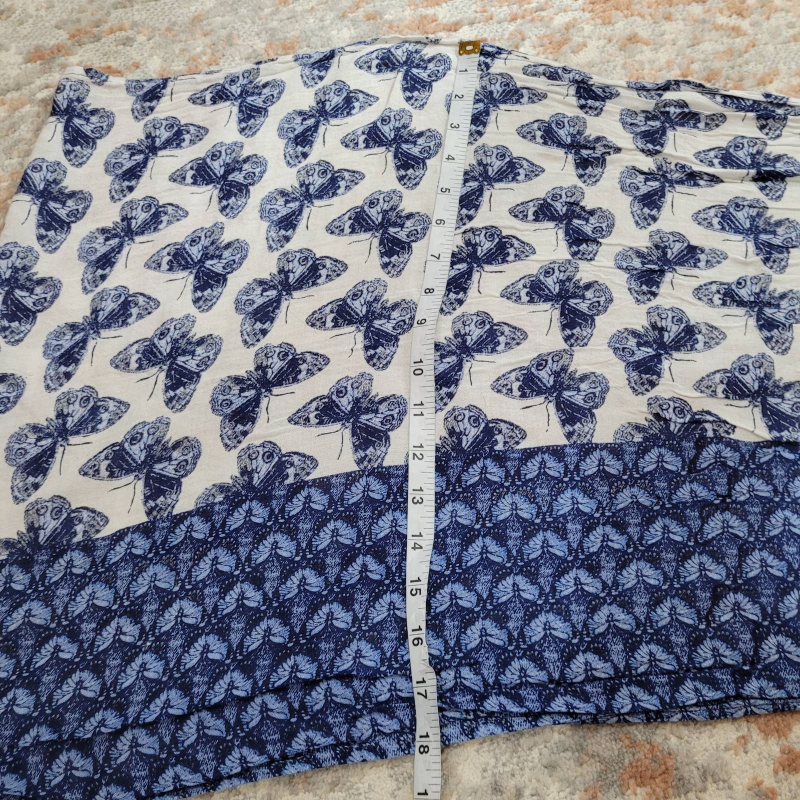 Long Rectangle Blue and White Butterfly ScarfMarkita's ClosetUnbranded