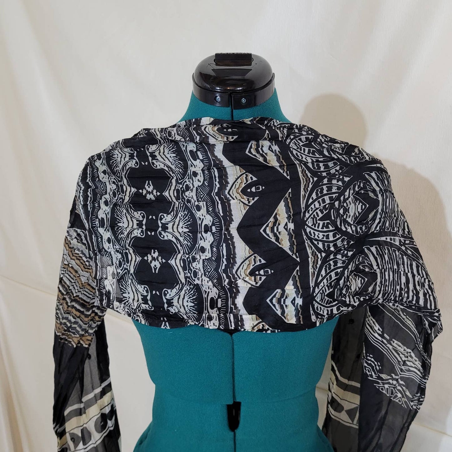 Long Silk Scarf with Geometric Aztec Inspired DesignMarkita's ClosetUnbranded