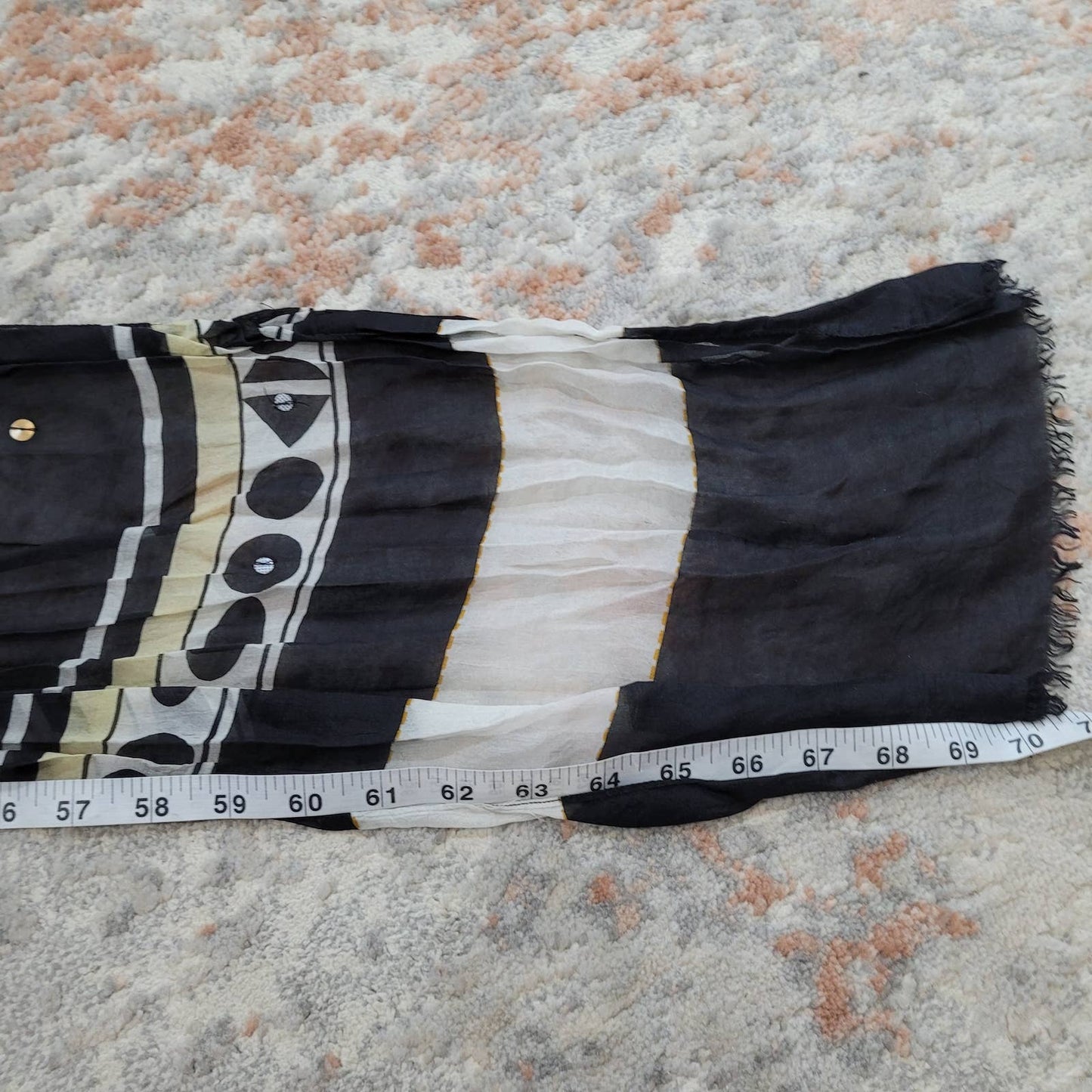 Long Silk Scarf with Geometric Aztec Inspired DesignMarkita's ClosetUnbranded