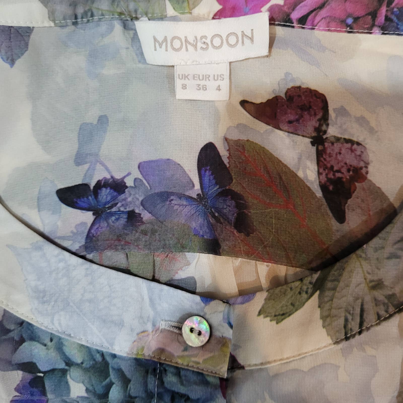 Monsoon White Chiffon Floral Blouse - Size 4Markita's ClosetMonsoon