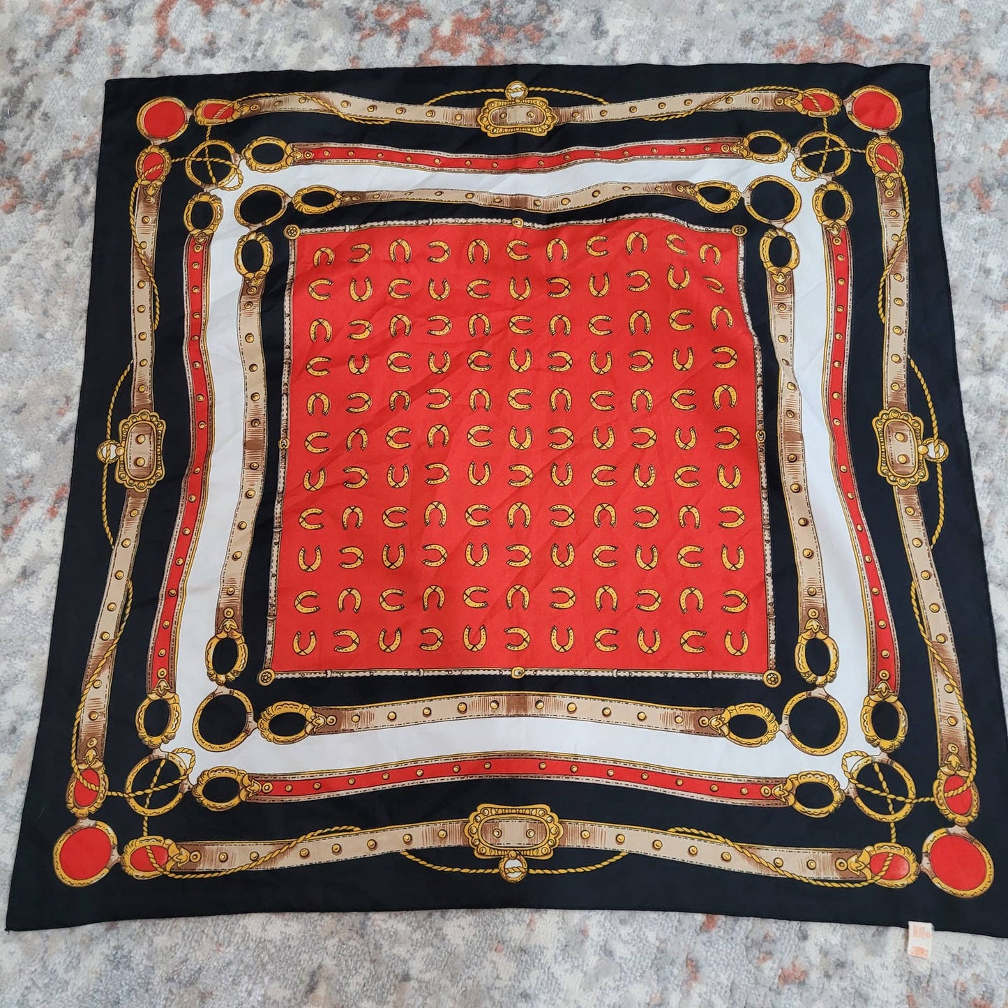 Navy and Red Equestrian Print Square ScarfMarkita's ClosetUnbranded