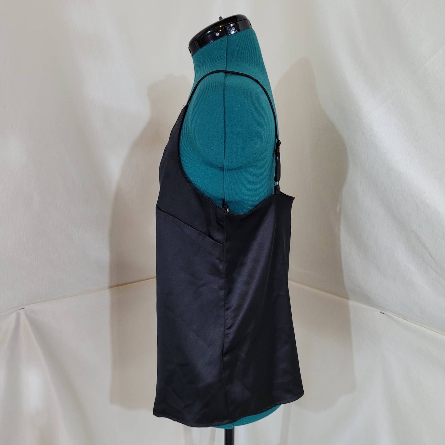 Press Black Satin Camisole with Scallop V-Neck - Size LargeMarkita's Closetpress
