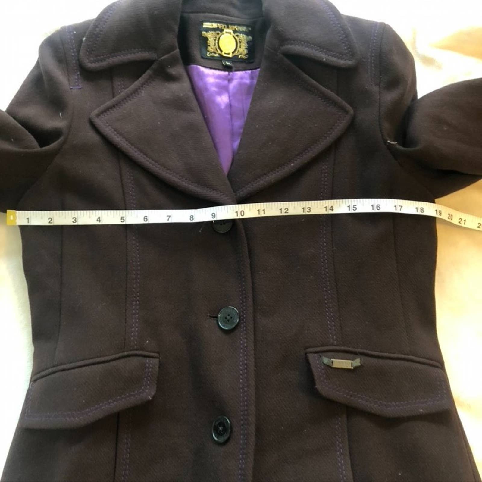 Projek Raw Brown Wool Peacoat with Purple Stitching - Size LargeMarkita's ClosetProjek Raw