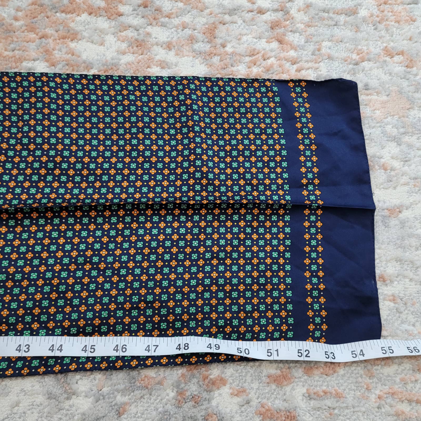 Rectangular Blue Scarf with Orange and Green Floral PatternMarkita's ClosetUnbranded