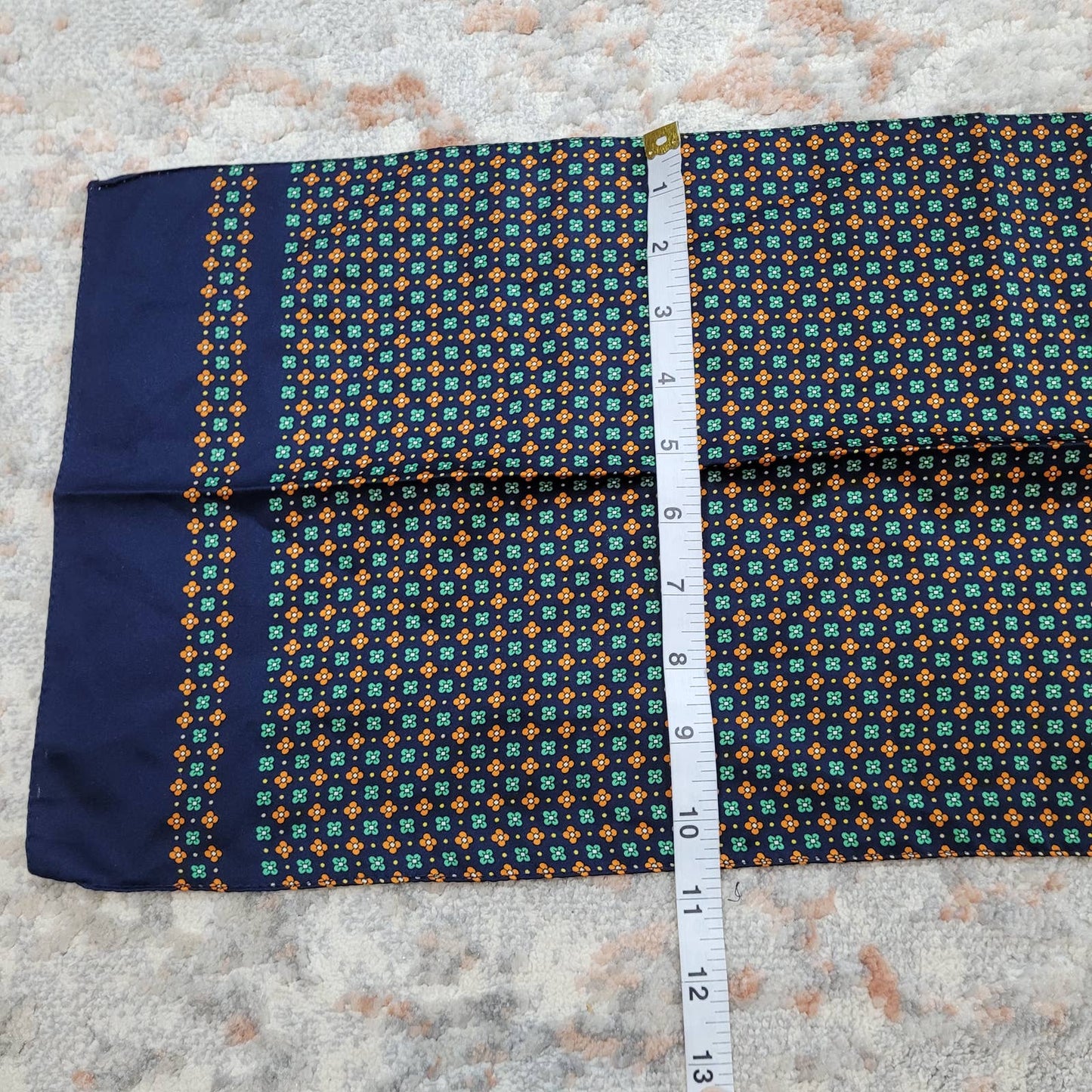 Rectangular Blue Scarf with Orange and Green Floral PatternMarkita's ClosetUnbranded