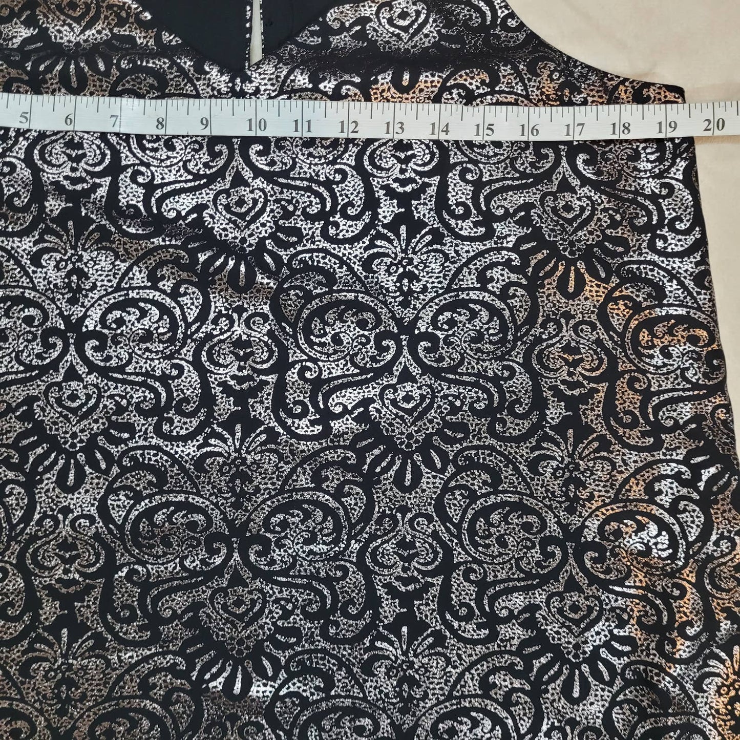 Reversible Black Racerback Blouse with Silver Filigree Design - Size MediumMarkita's ClosetUnbranded