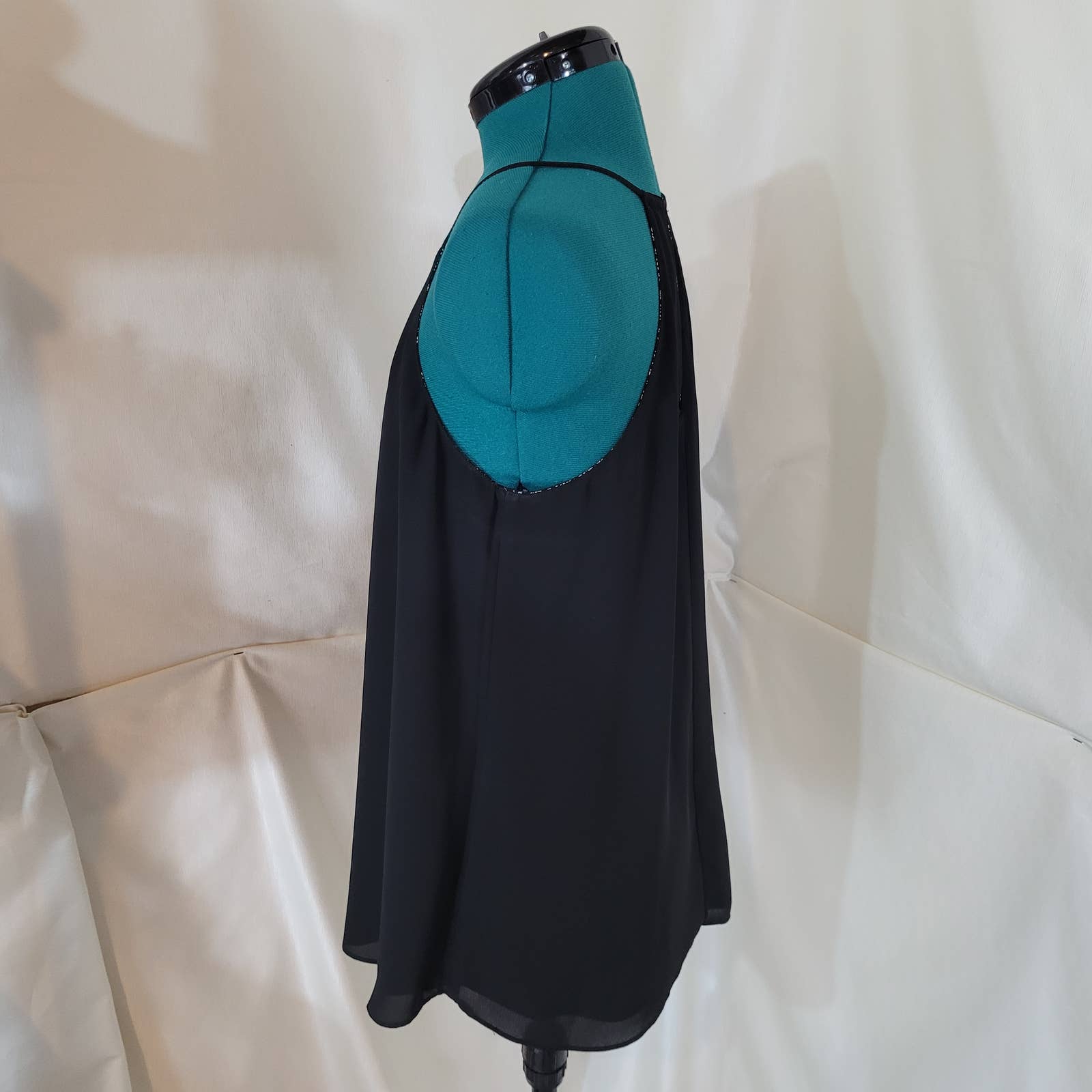 Reversible Black Racerback Blouse with Silver Filigree Design - Size MediumMarkita's ClosetUnbranded