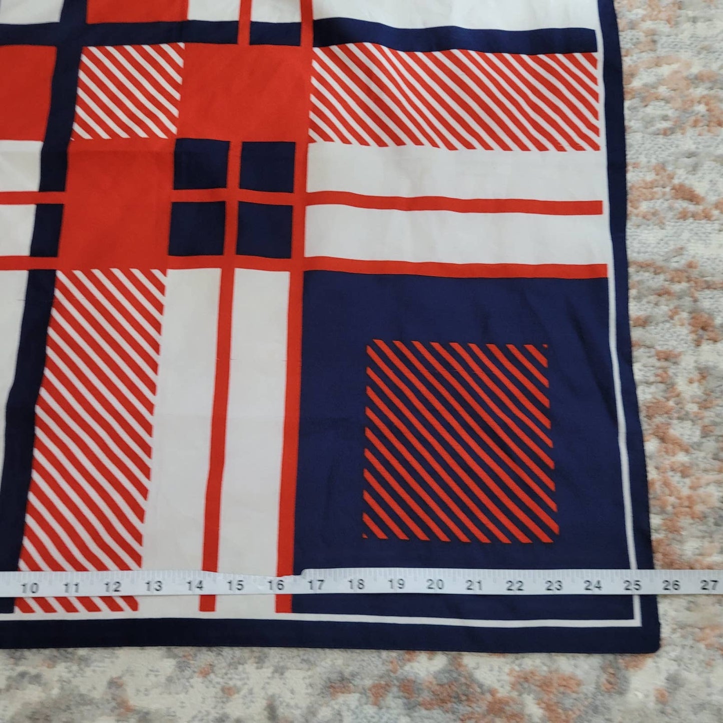 Square Scarf with Blue and Red Geometric PatternMarkita's ClosetUnbranded