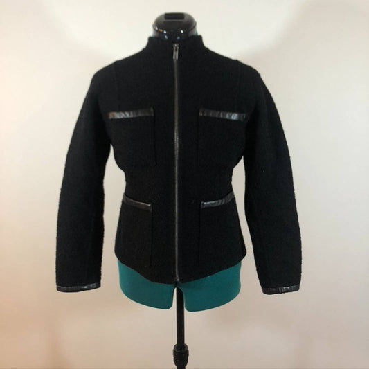 Theory Dorlan Double Boucle Wool Blazer Jacket with Leather Trim - Size 4Markita's ClosetTheory