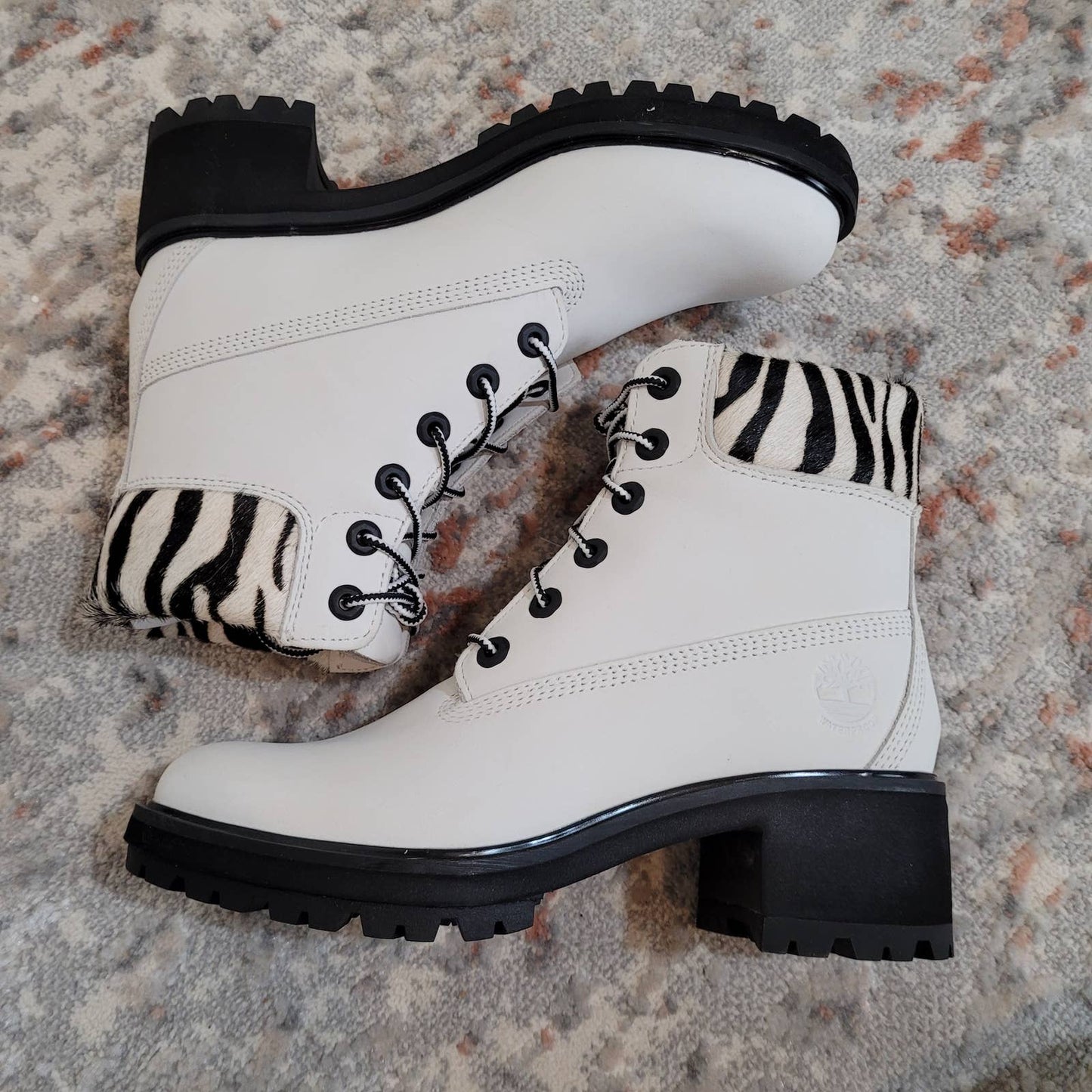 Timberland Kinsley Waterproof Boots - Size 8, White with Zebra PrintMarkita's ClosetTimberland