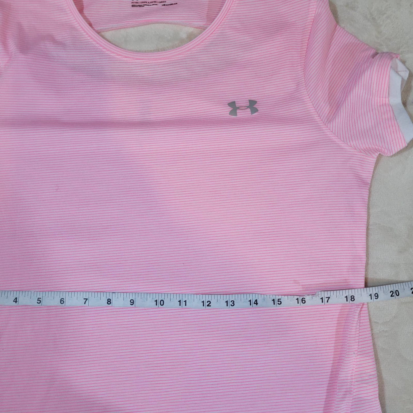 Under Armour HeatGear Pink Stripe Athletic T-Shirt - Size LargeMarkita's ClosetUnder armour