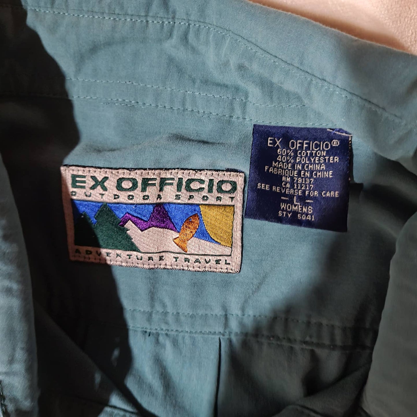 Vintage ExOfficio Outdoor Sport Adventure Travel TealButton Up Shirt - LargeMarkita's ClosetExOfficio