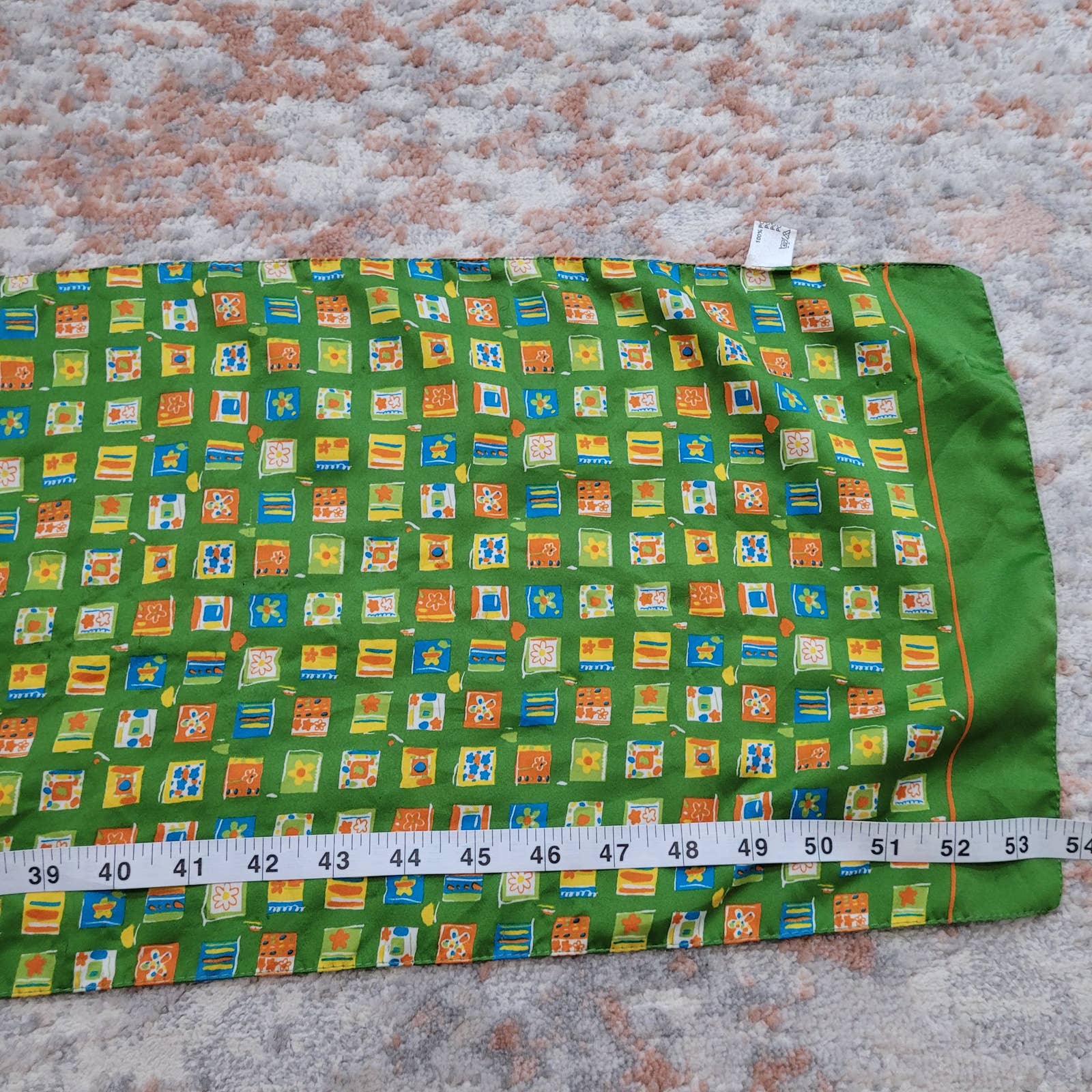 Vintage Green Long Rectangle Scrarf with Abstract Floral PrintMarkita's ClosetUnbranded