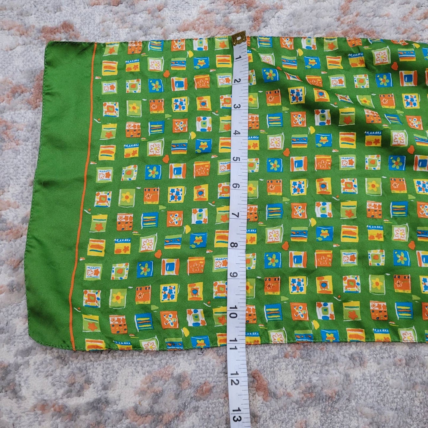 Vintage Green Long Rectangle Scrarf with Abstract Floral PrintMarkita's ClosetUnbranded