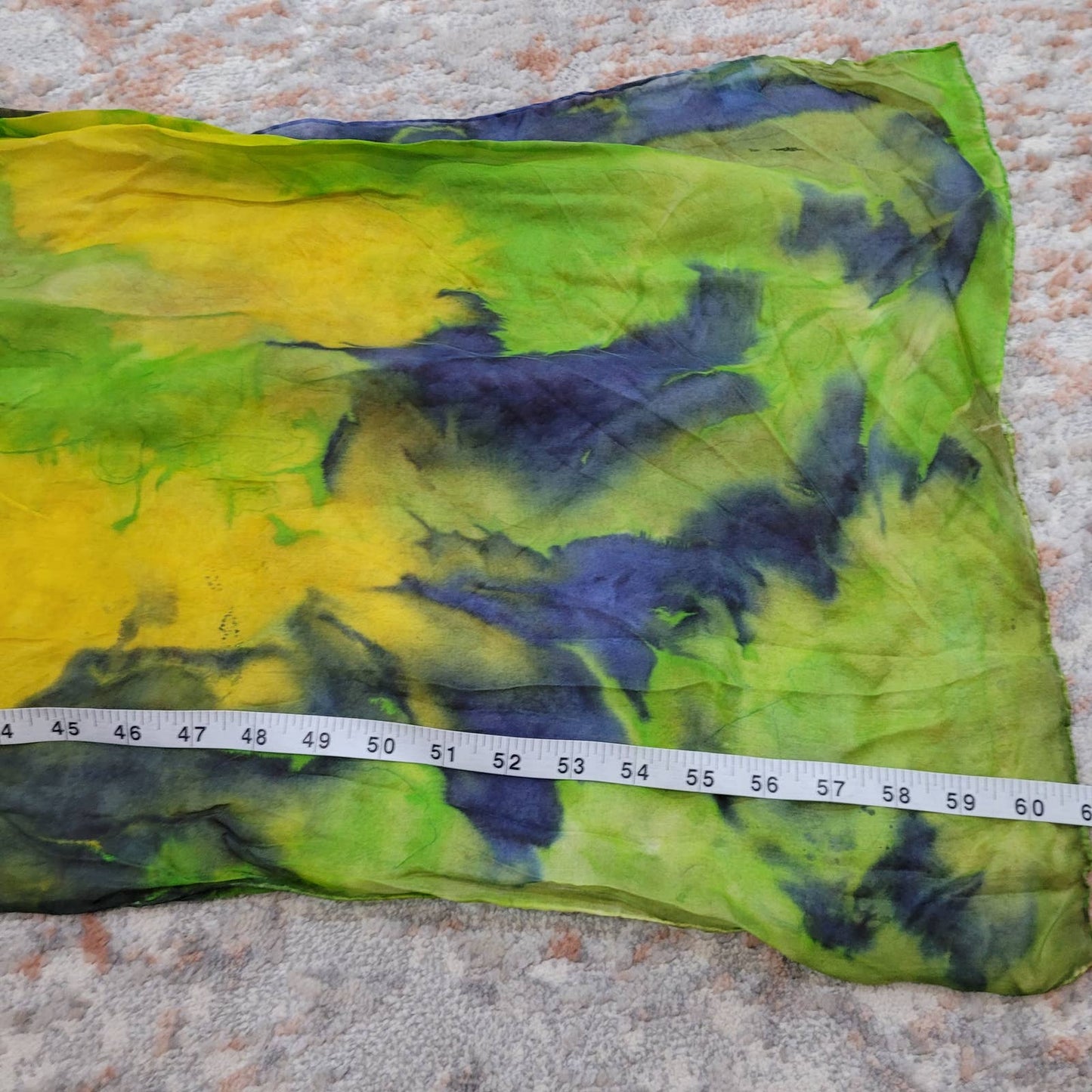Vintage Hand Dyed Tie Dye Long Silk Scar with Hand Rolled HemMarkita's ClosetUnbranded