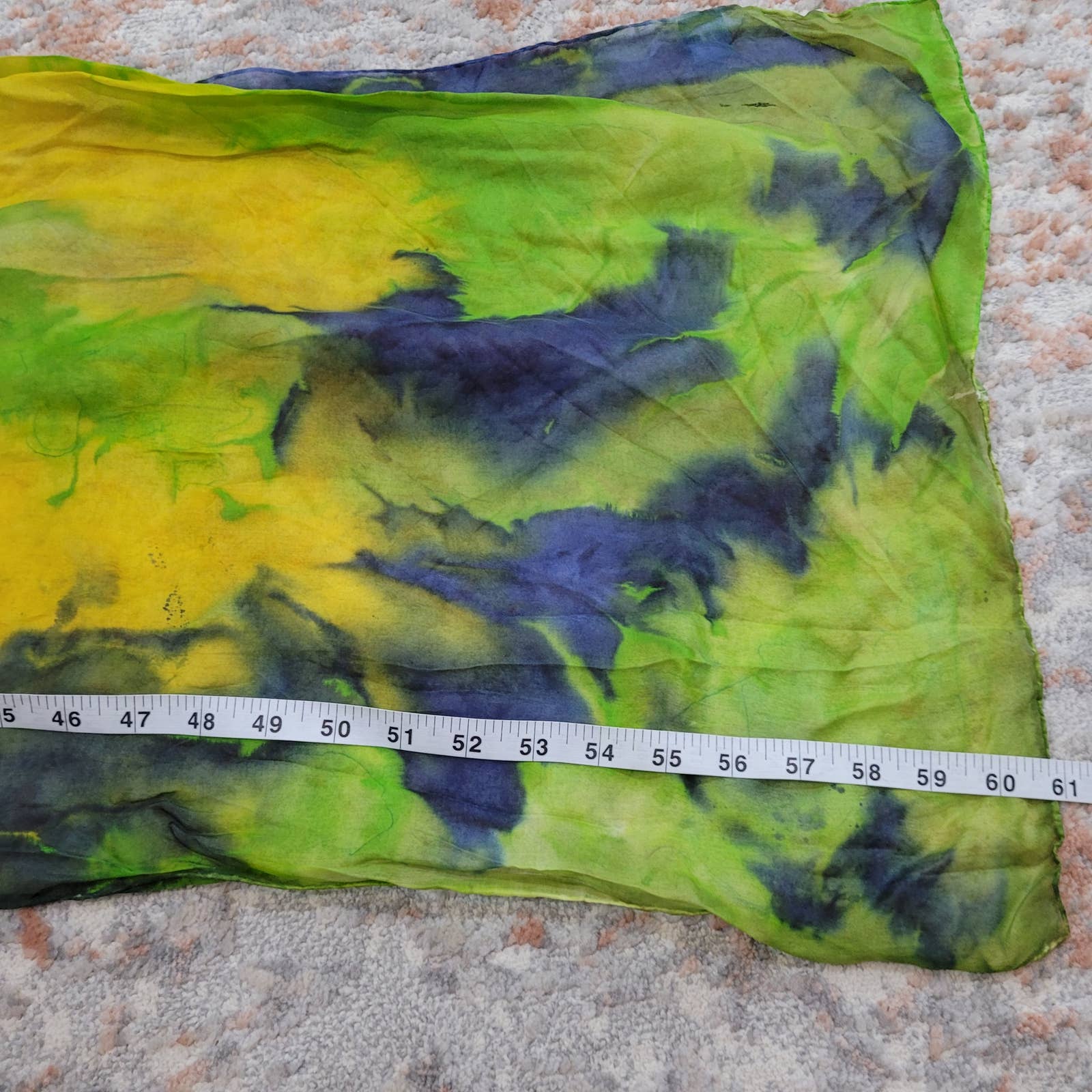 Vintage Hand Dyed Tie Dye Long Silk Scar with Hand Rolled HemMarkita's ClosetUnbranded
