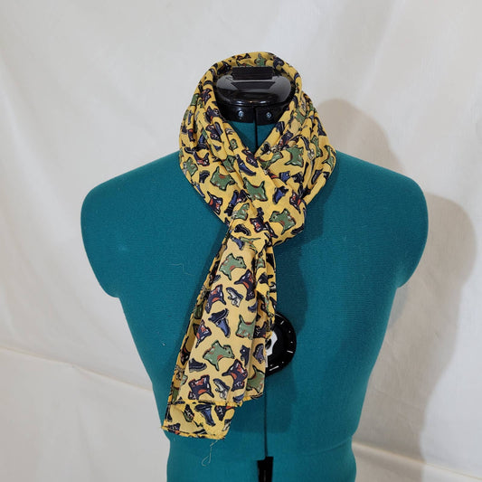 Yellow Long Scarf with Puppies and Sneakers PattermMarkita's ClosetUnbranded